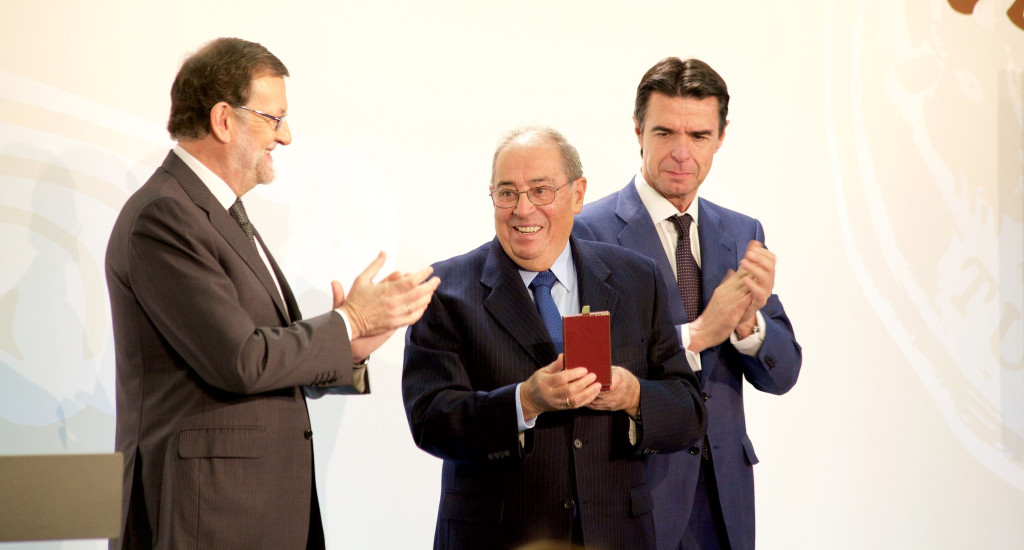 Rufino Calero, entre Mariano Rajoy y José Manuel Soria en una imagen de archivo