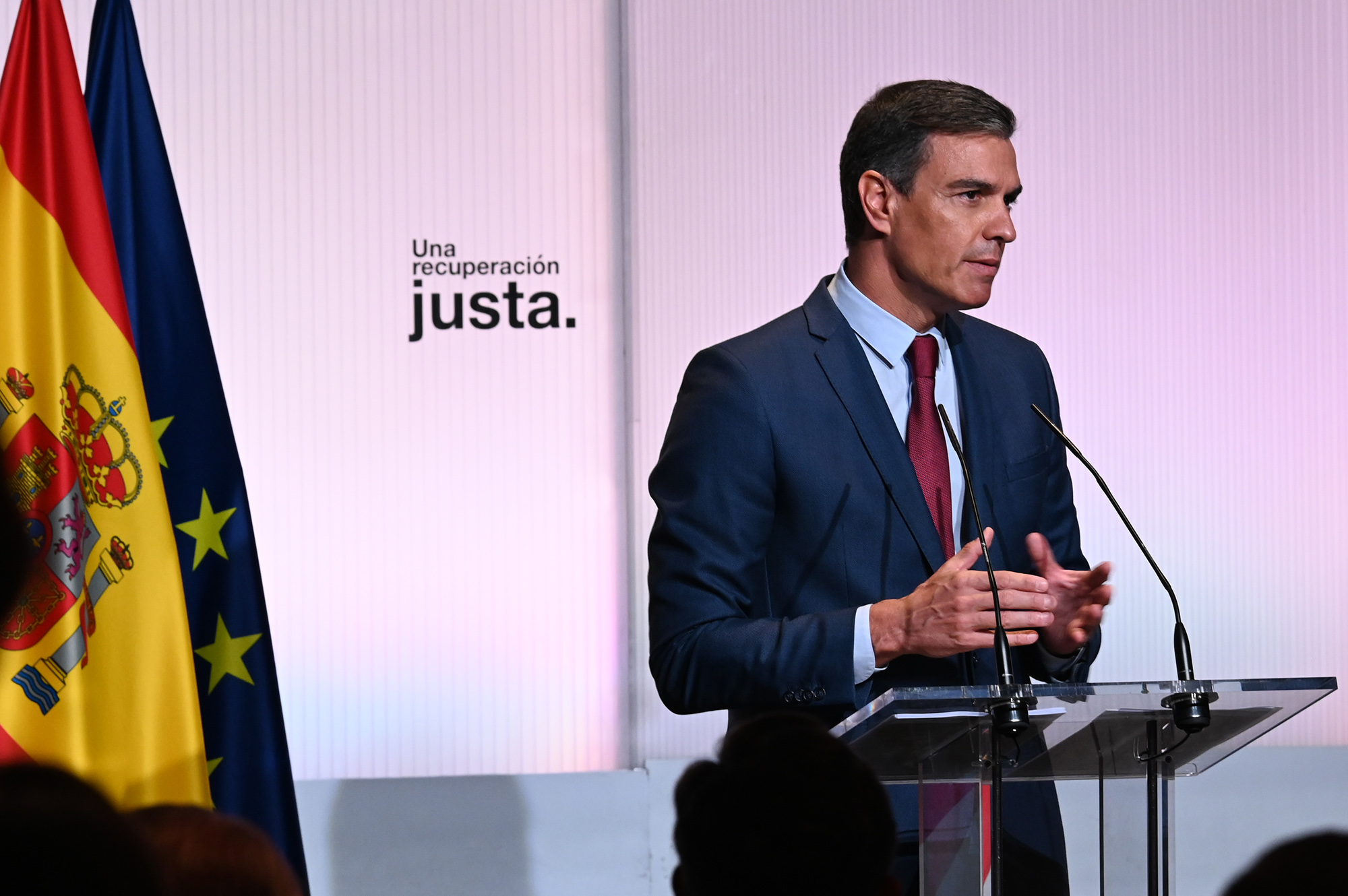 El presidente del Gobierno, Pedro Sánchez, durante la conferencia con la que ha abierto el curso político y ha presentado los planes del Ejecutivo