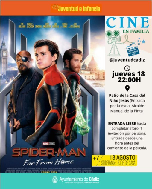 El programa Cine en Familia continúa este jueves con la película 'Spider-Man:  lejos de casa' ·
